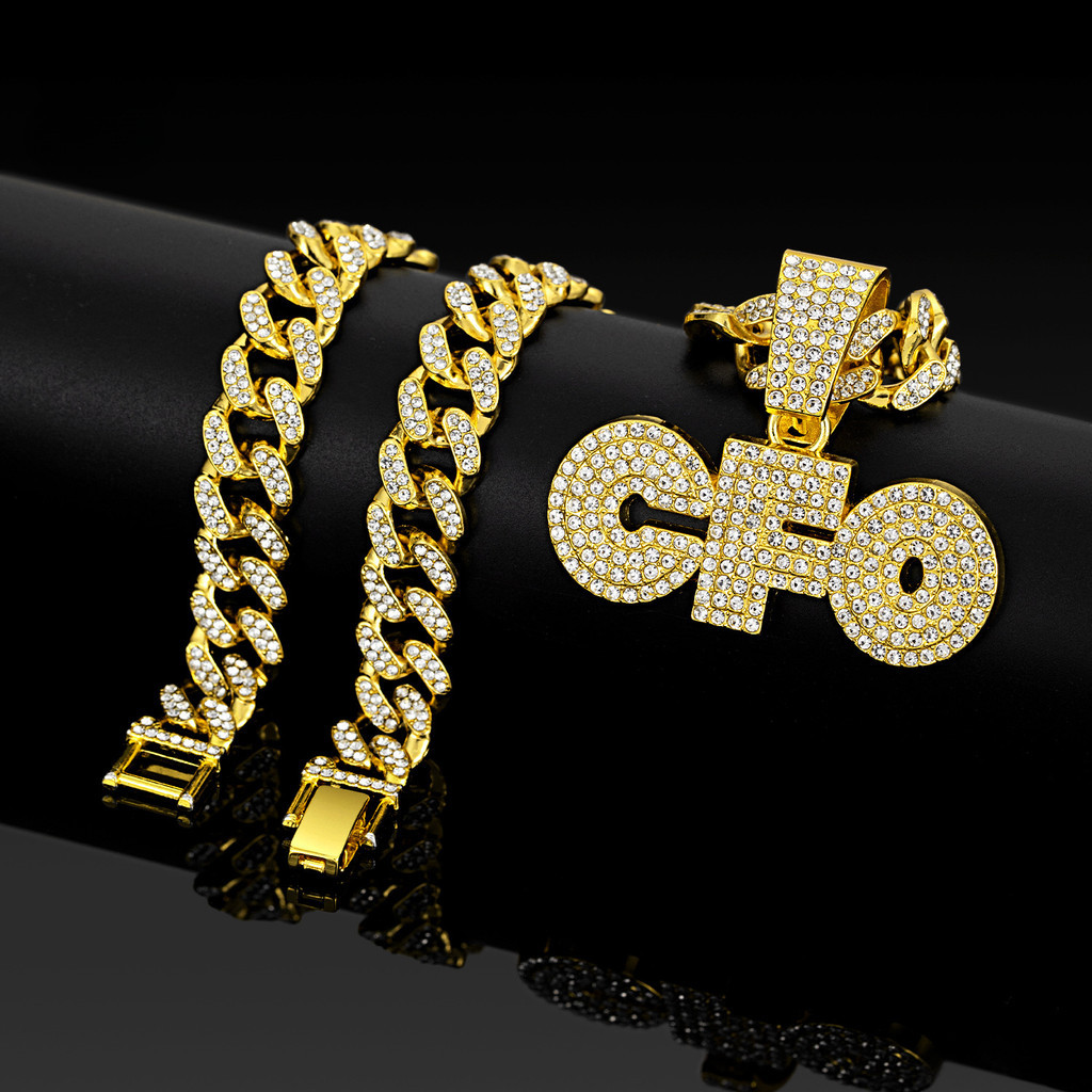 สร้อยคอหุ้มเพชรโลหะผสม CFO โซ่สไตล์อเมริกัน