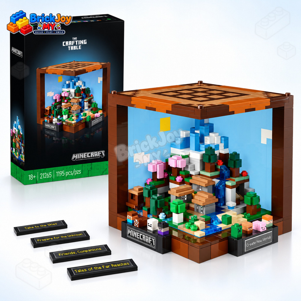 21265 The Crafting ตารางบล็อกตัวต่อชุดเกม Minecraft รุ่นจอแสดงผลของเล่นสะสมของขวัญเพื่อการศึกษาสําหร