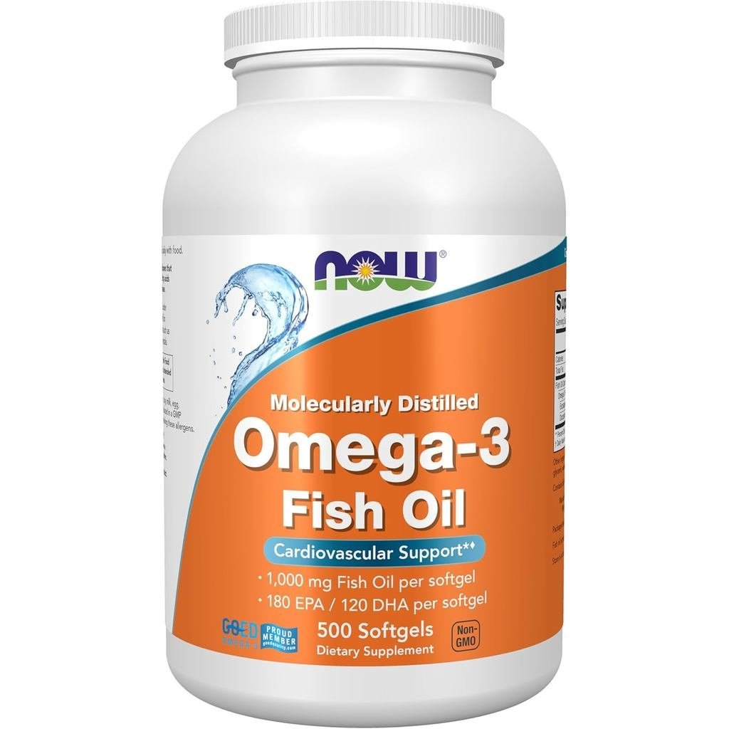 NOW s Omega3 กลั่นโมเลกุล 500 ซอฟท์เจล