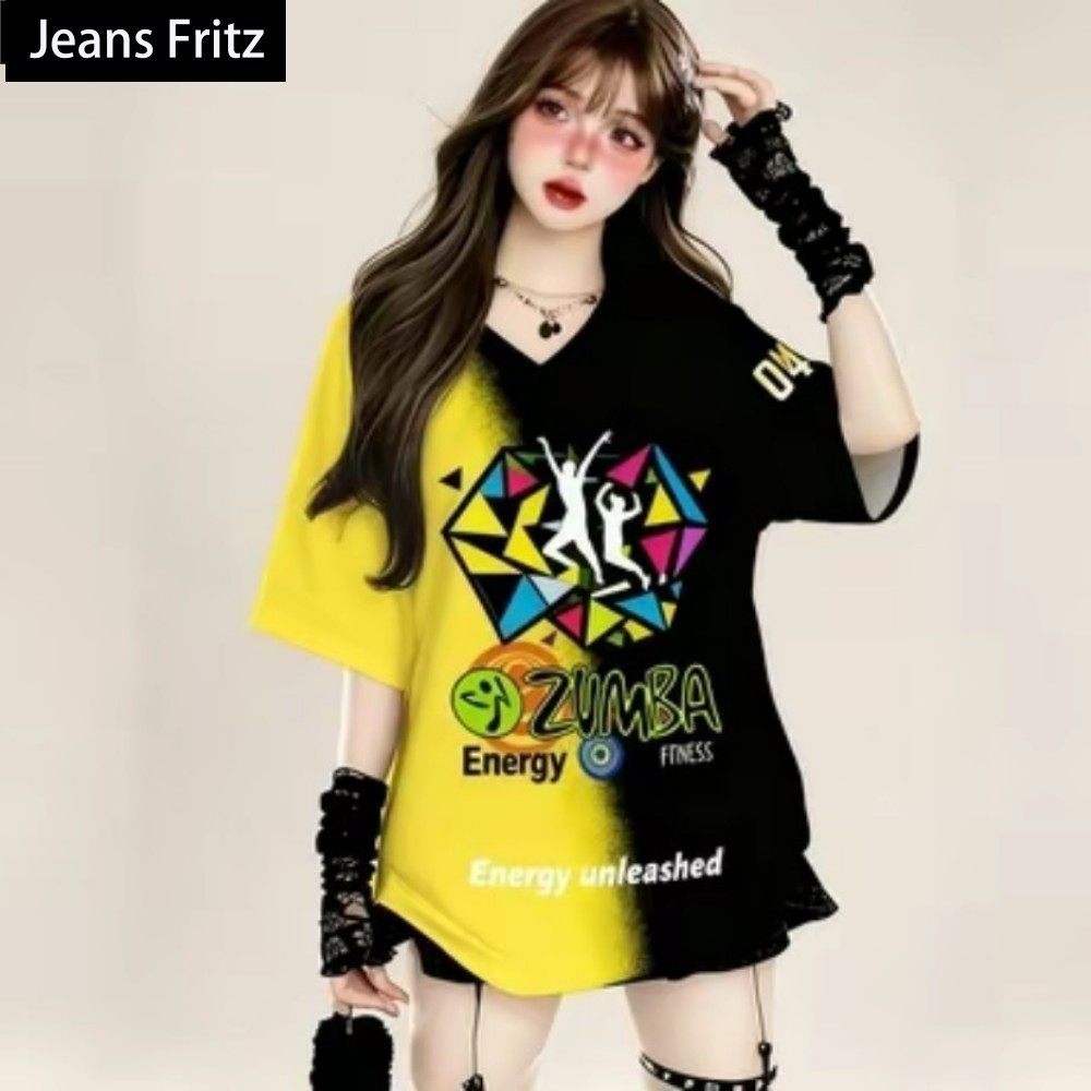 2026 Love Zumba เสื้อยืดคอวี Zumba Dance Top Full Sublimation Zumba Sweatshirt Breathable Quick-Dryi