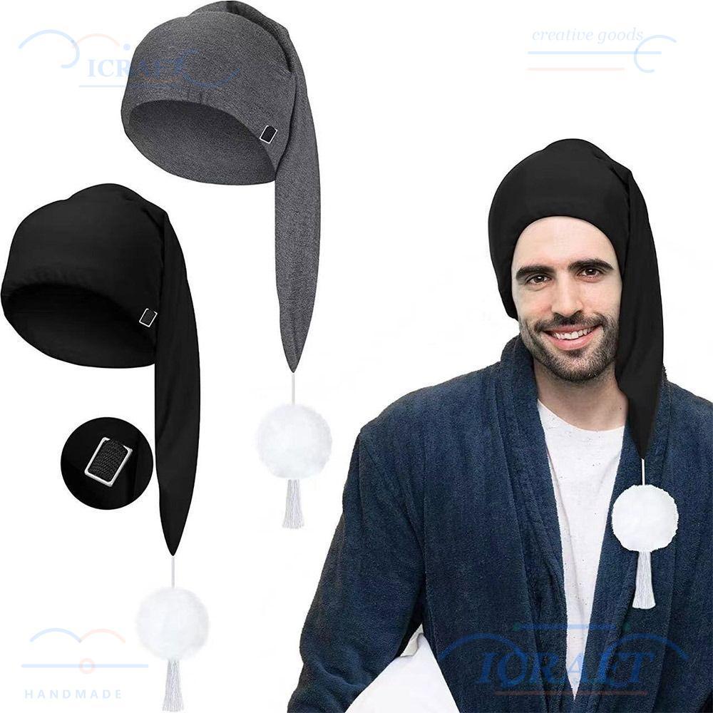 CRAFTML ชุดนอนชุดนอน,พร้อม Pom Ball Elastic Night Sleeping Caps, วันเกิดปรับ Stocking Santa หมวกผู้ห