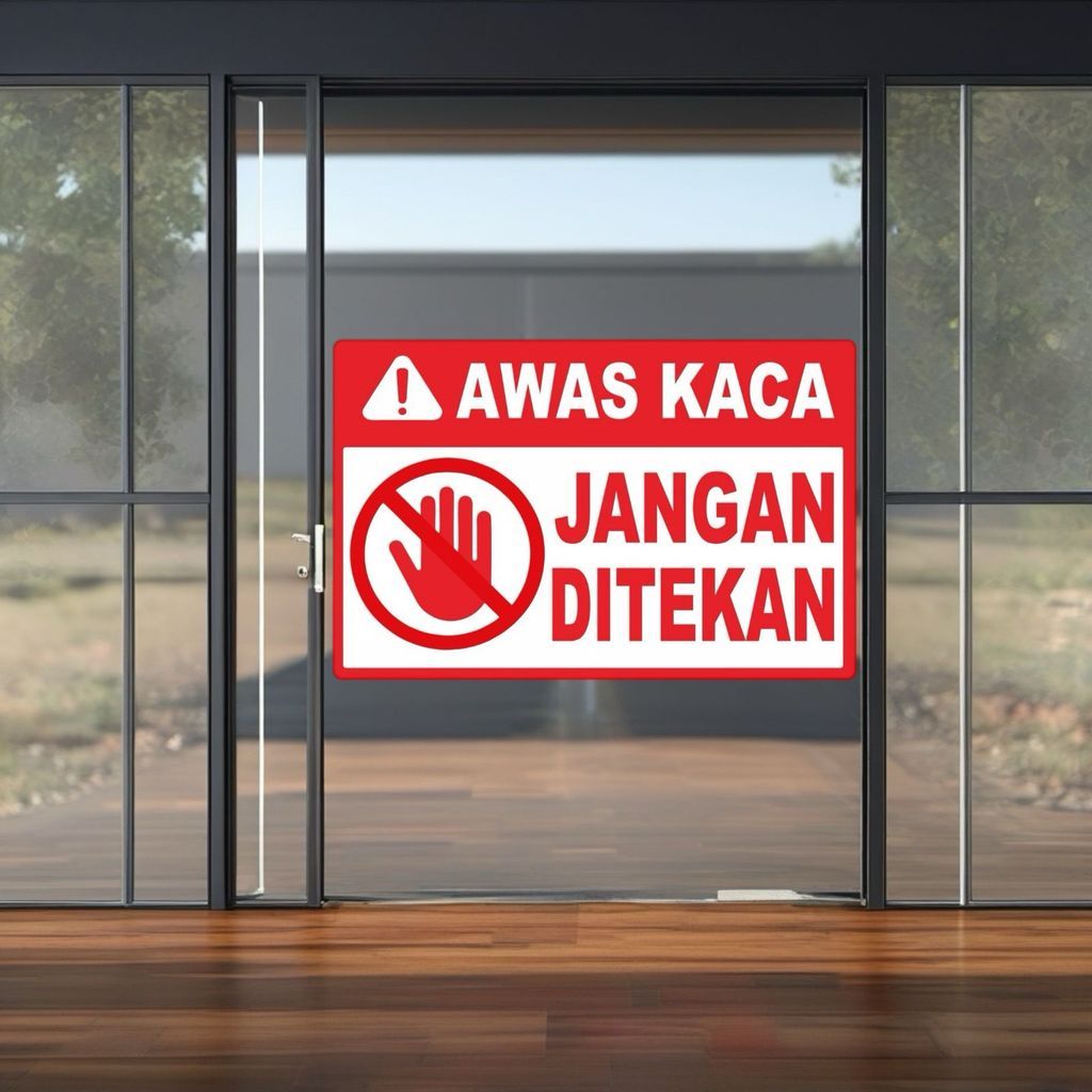 VA สติ๊กเกอร์อะคริลิก BEWARE OF GLASS, DONT CUT, 2MM ACRYLIC MATERIAL, ป้ายอะคริลิก