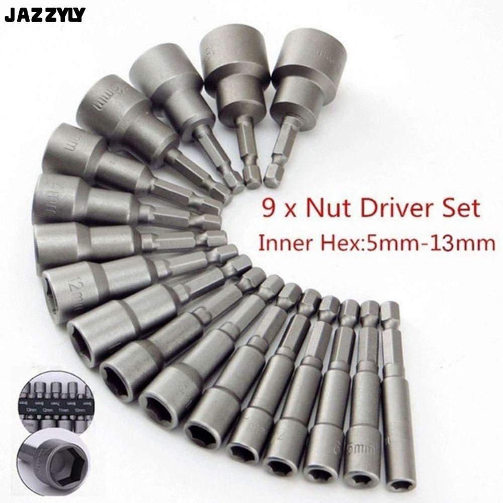 CODJAZZYLY 9 ชิ้น/เซ็ตหัวฉีด Nut Driver Socket Bits Bits ชุดสว่านไขควงชุด
