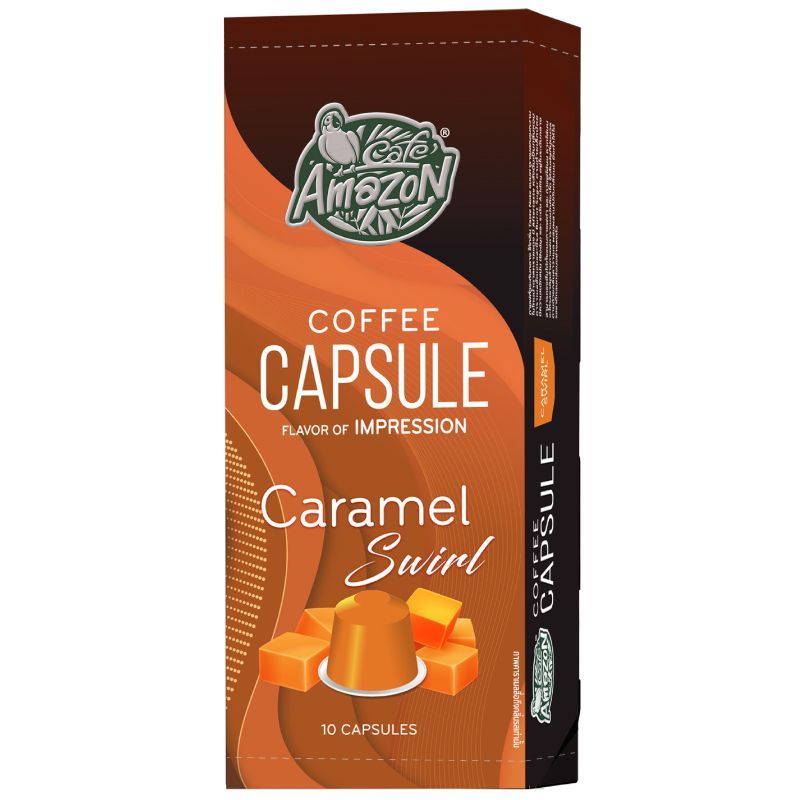 คาเฟ่อเมซอนกาแฟแคปซูลกลิ่นคาราเมลสเวิร์ล แพค 10แคปซูล 54กรัม Cafe Amazon Caramel 10X54g