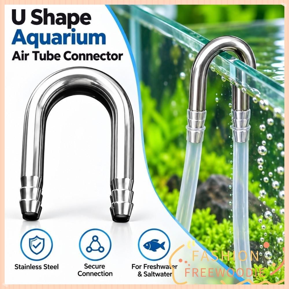 FREEWOODIE Aquarium Airline Connector, U รูปร่างกันสนิม Air Tube Connector, Diffuser ใช้งานร่วมกับ 4