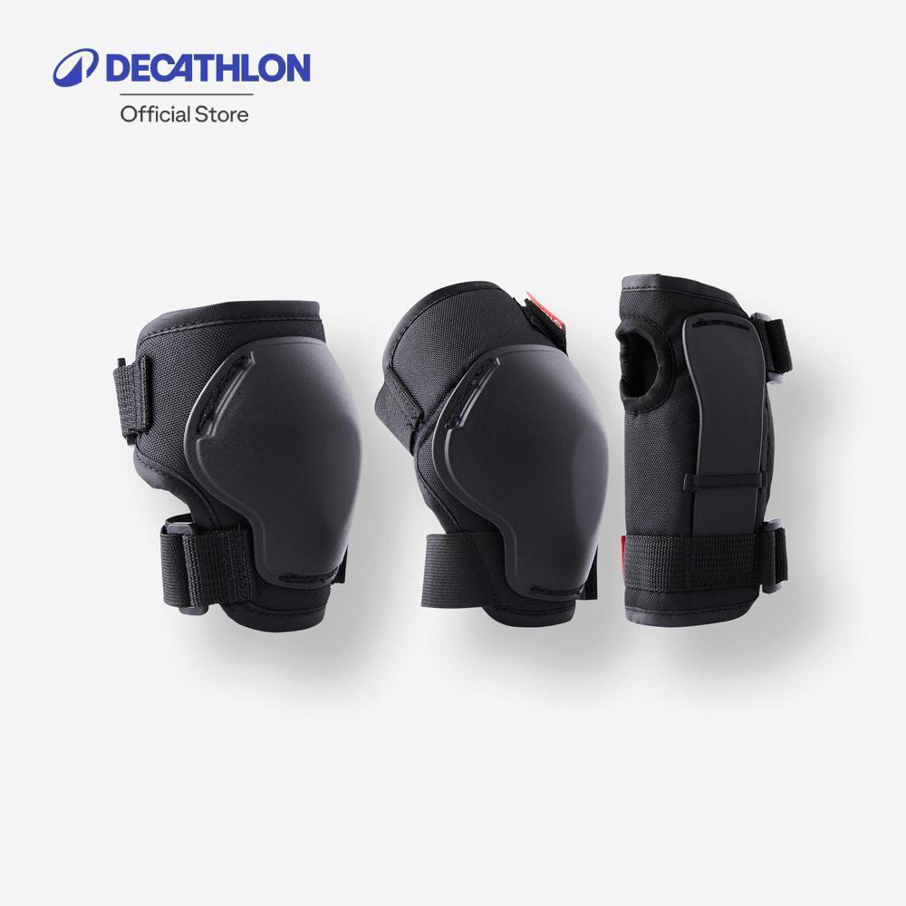 Decathlon Kids' Skating Protective Gear ชุดสนับป้องกันสำหรับเด็กใส่เล่นสเก็ต สเก็ตบอร์ด และสกู๊ตเตอร์รุ่น 100 - Black