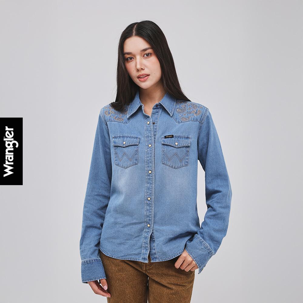 WRANGLER เสื้อเชิ้ตแขนยาวผู้หญิง คอลเลคชั่น Beyond Indigo รุ่น WR S426WSHLN22