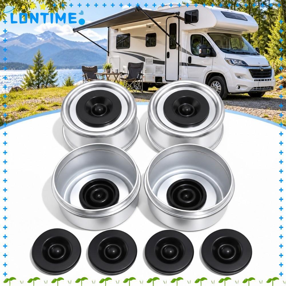 LONTIME 4PCS Trailer Hub Dust Cap, พร้อมปลั๊กยาง Heavy Duty Trailer Axle Dust Cap, ทนทาน 2.44 นิ้ว T