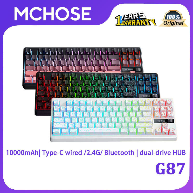 MCHOSE G87 ที่กําหนดเองบลูทูธคีย์บอร์ดเครื่องกลปะเก็นโครงสร้างคีย์บอร์ดเกมสามโหมดไร้สาย