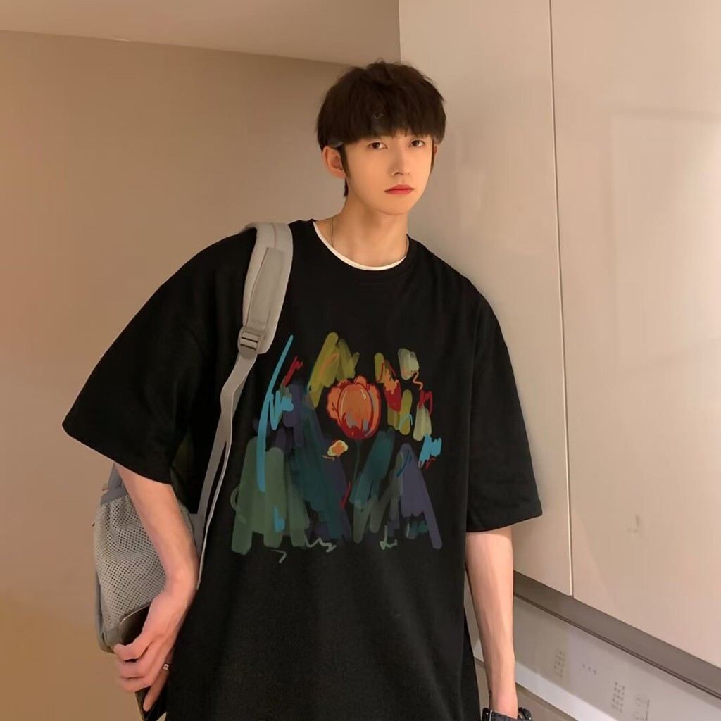 COD Hip-hop style top New European and American Style Base Shirt ins20252024Male23Short Sleeve Summe