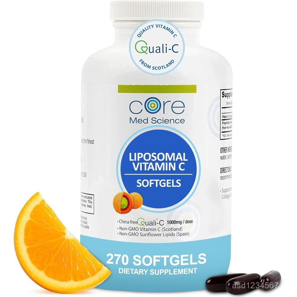 Core Med Science Lipid Constitution Vitamin C 1,000mg, 270 Soft Capsules-Non-Genetic Transferred Nat