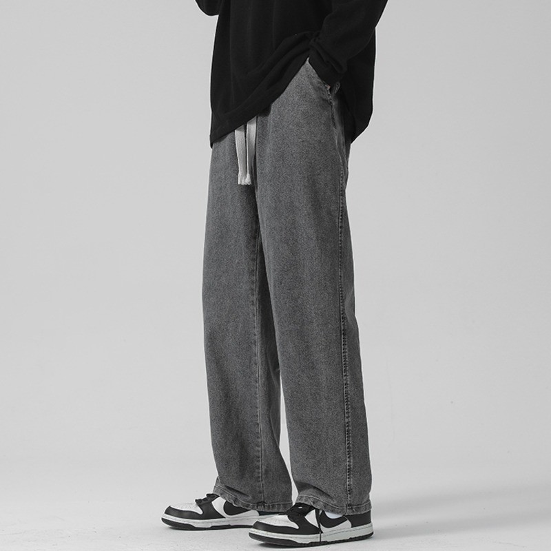S-5XL กางเกงขายาวผู้ชาย ทรงหลวม ทรงตรง กางเกงผู้ชาย แฟชั่นฤดูร้อน สไตล์เกาหลี กางเกงยีนส์ผู้ชาย - รูปที่ 5