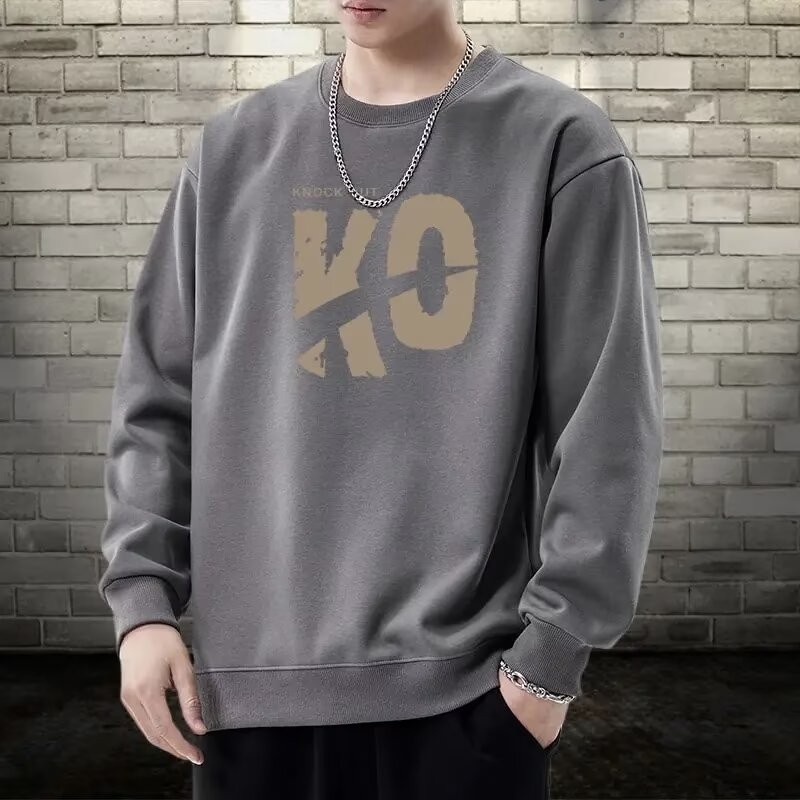 COD 2025 Spring and Autumn Round Neck Sweatshirt for Men 2024 New Loose Trendy Brand Top Sports Long