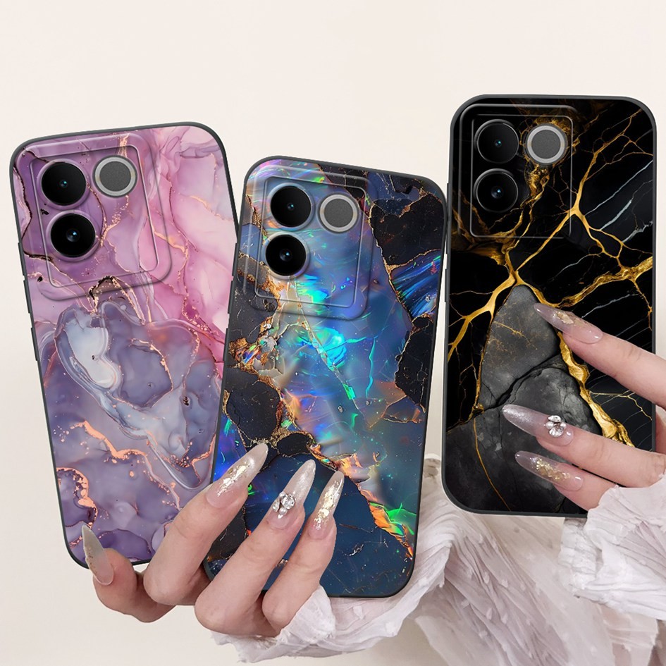 สําหรับ Vivo iQOO Z7 Pro S17e V2285A ปลอกหรูหรา Marble Space ทาสีซิลิโคนกันกระแทกปกอ่อนสําหรับ Vivo 