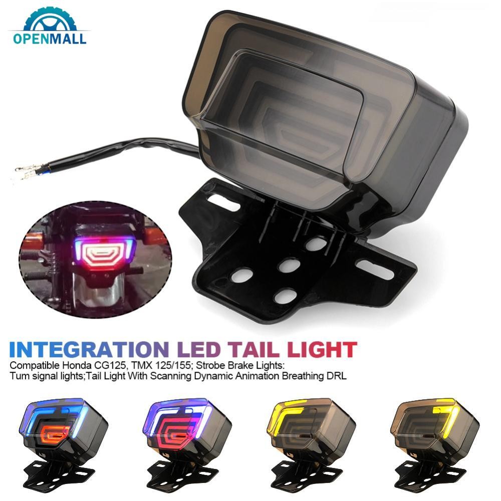 OPENMALL ไฟท้าย LED รถจักรยานยนต์เบรคด้านหลังโคมไฟ Integration หางแฟลชแบบไดนามิกสําหรับ Honda CG125 