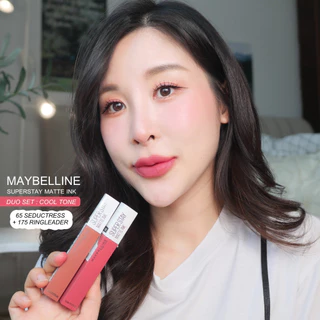 [เซตคู่ สีขายดี] MAYBELLINE SUPER STAY MATTE INK เมย์เบลลีน ซุปเปอร์สเตย์ แมทอิ้งค์ ลิปจูบไม่หลุด 16 ชม.(ลิปกันน้ำ)