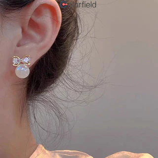 Colorfield 2025ใหม่ ต่างหู ประดับโบว์ ประดับไข่มุก แสงหรูหรา ละเอียดอ่อน ไม่ทําให้แพ้ง่าย สำหรับผู้หญิง-COD💖