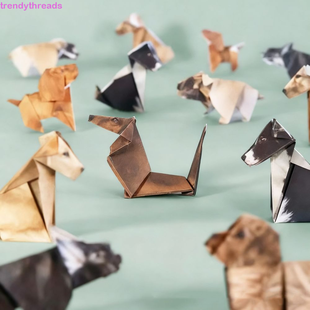 TRENDYTHREADS DIY กระดาษแมว, 50 ชิ้นสัตว์สร้างสรรค์ Origami หนังสือ, ศิลปะ Origami เสื้อผ้า Origami 