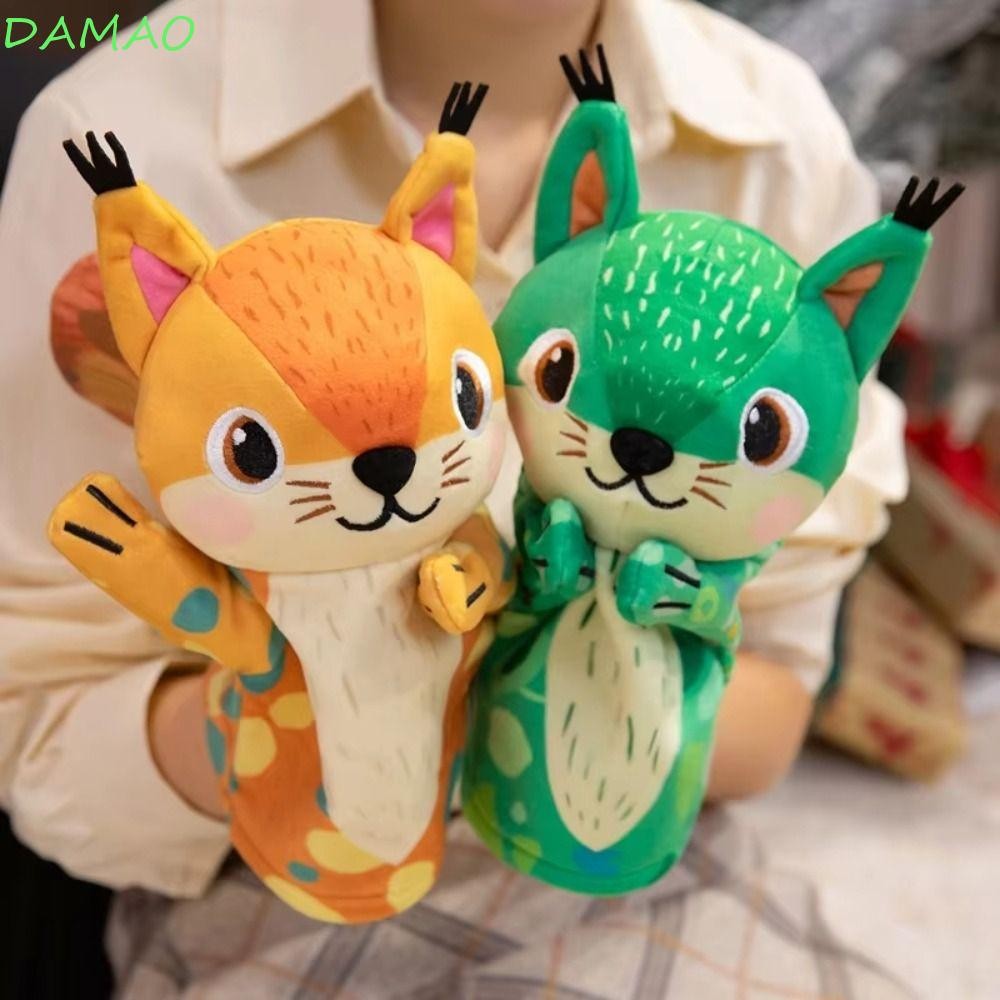 DAMAO สัตว์หุ่นมือ, จําลองการเล่าเรื่องยัดไส้ Plush Squirrel ของเล่น, มือนิ้วมือของเล่น Early Educat