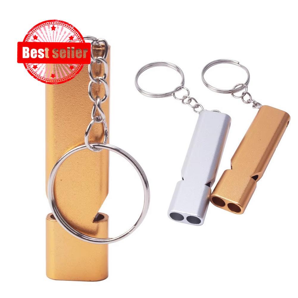 Dual-tube Survival Whistle Alloy อลูมิเนียมฉุกเฉิน Outdoor Camping เครื่องมือ Survival Whistle U2c7