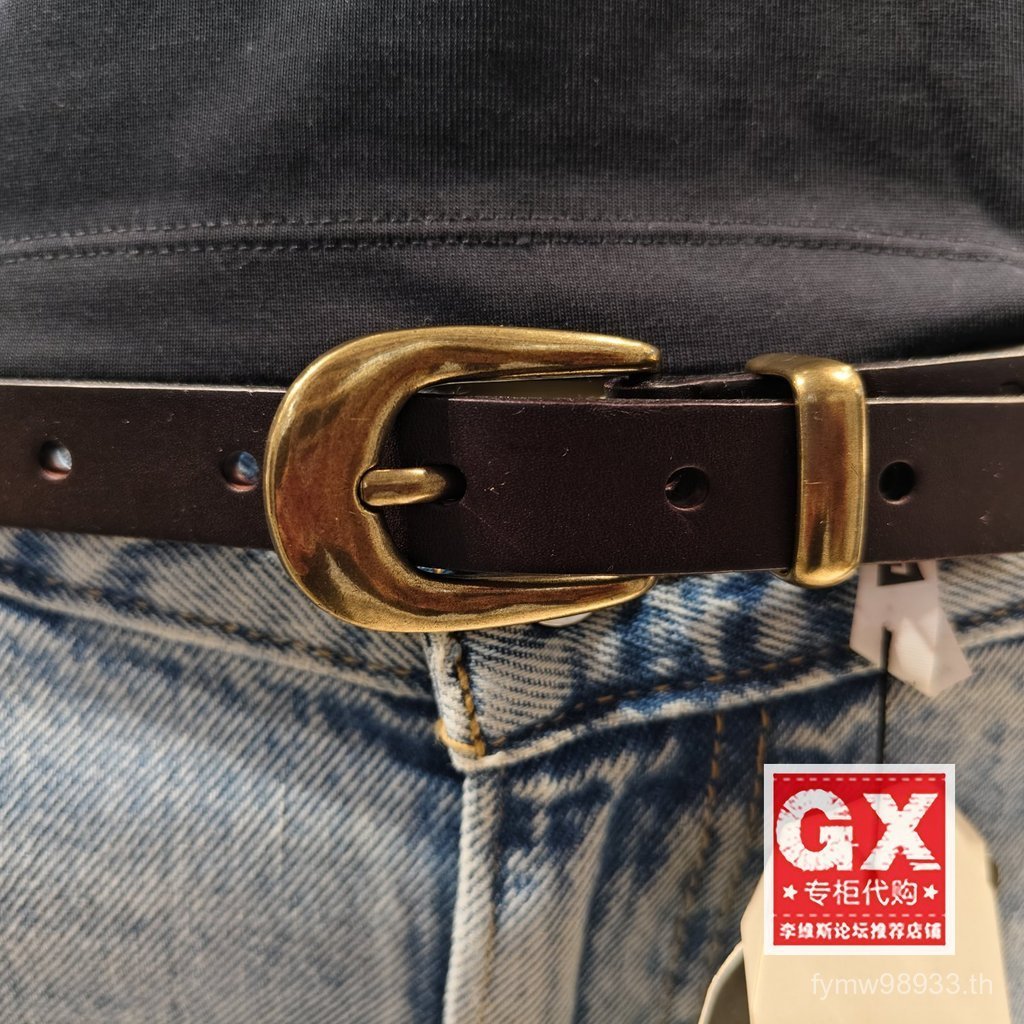 Counter ของแท้ Levis Levis 000IG-0001 Cowhide Brown Distressed แฟชั่นผู้หญิงเข็มขัดบาง