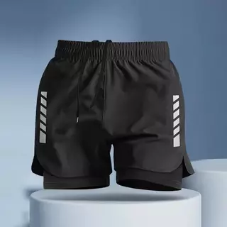 Unisex M-5XL 2-in-1 กางเกงวิ่งขาสั้น Dir-Fit ตาข่ายสองชั้น เหมาะสำหรับการวิ่งและการขี่จักรยาน สีดำ สีเทา สีฟ้า