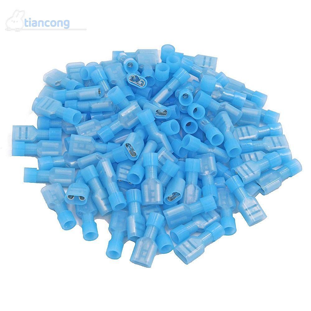 TIANCONG 100 ชิ้นลวดตัดการเชื่อมต่ออย่างรวดเร็ว, FMDFN2-250 Blue Spade Wire Connectors, Spade Termin
