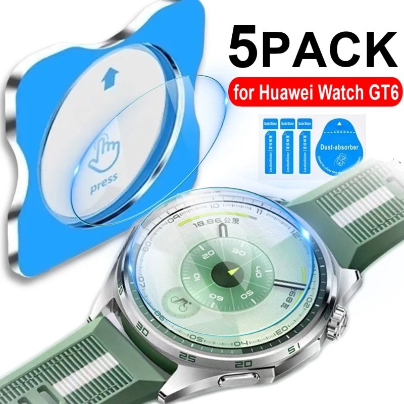 5-1 ชิ้นติดตั้งง่ายกระจกนิรภัยป้องกันหน้าจอสําหรับนาฬิกา Huawei GT6 41 มม./46 มม.GT6 Pro ฟิล์มป้องกัน Accessores