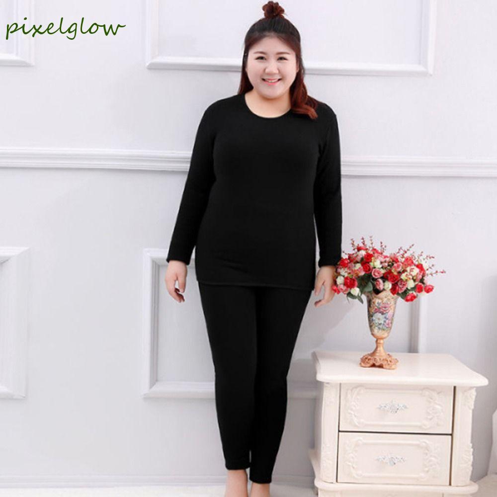 PIXELGLOW ชุดชั้นใน กันหนาว พลัสท์TEE พร้อมกางเกงขายาวoversize สวมใส่ง่ายสำหรับฤดูหนาว