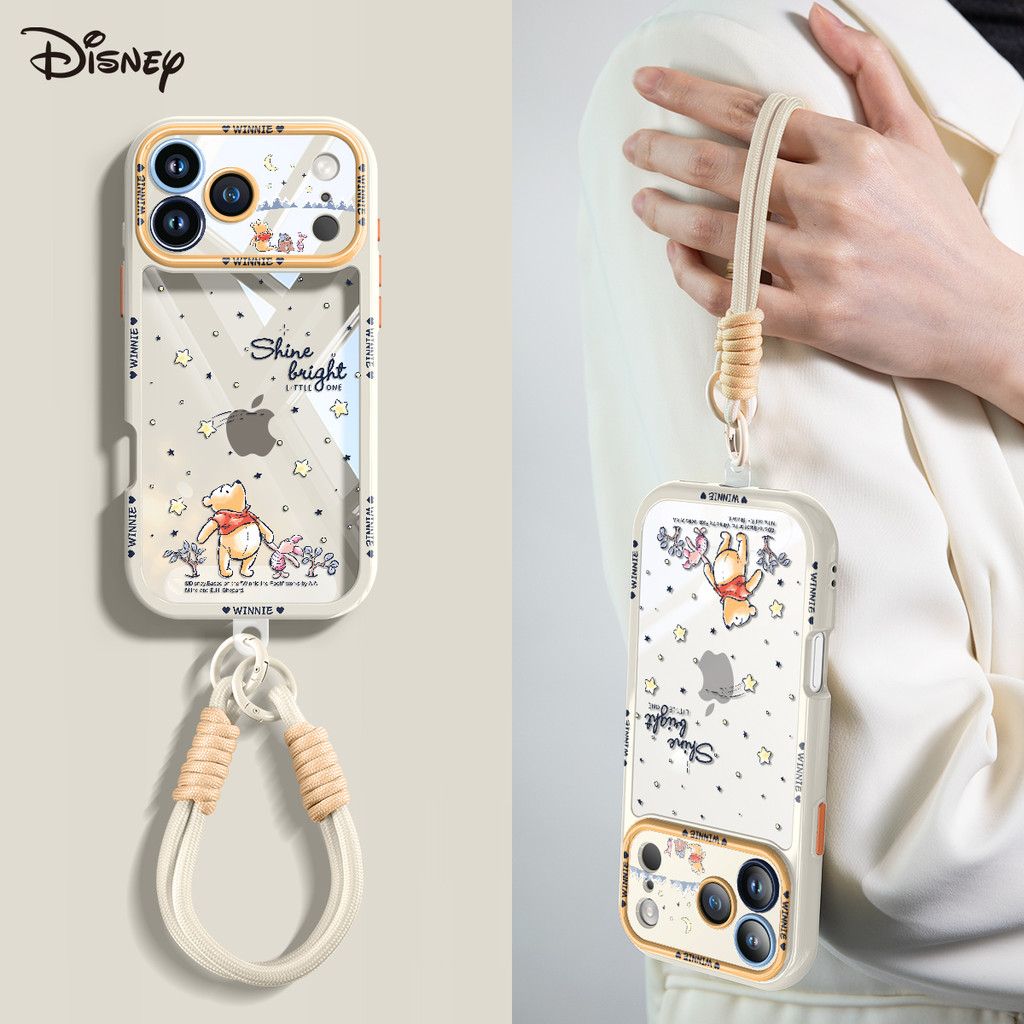 ดิสนีย์ดิสนีย์ของแท้เหมาะสําหรับแอปเปิ้ล17โปรแม็กซ์เคสโทรศัพท์สไตล์ใหม่น่ารักพูห์ใสไอโฟน16มือโปรหญิงแนวทแยงกับเชือกเส้นเล็กดูดี15บางเฉียบกระจายความร้อนเฉพาะ14คู่ขั้นท