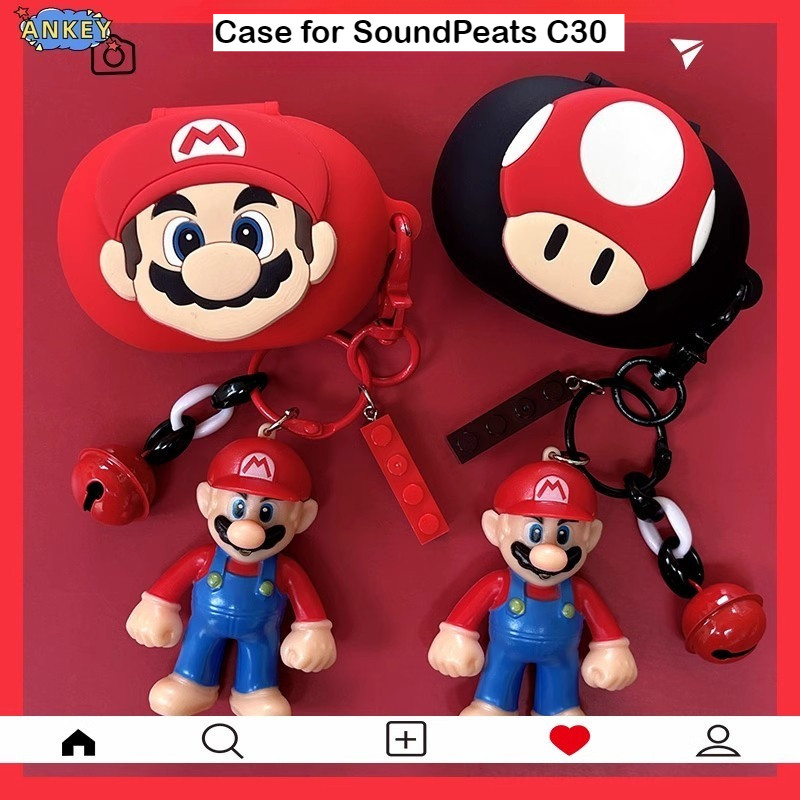 Case for SoundPeats C30 Protective silicone Mario Cartoon Covers Bluetooth Earphone Shell Headphone PortEarphone
