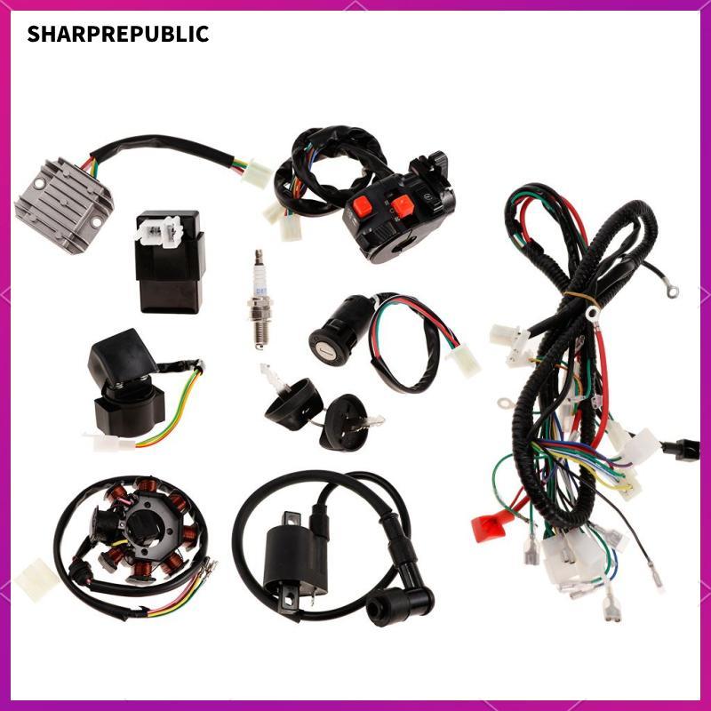 [Sharprepublic] สายไฟไฟฟ้าสายไฟ Loom CDI Stator Assembly Kit สําหรับ 150/250cc ATV