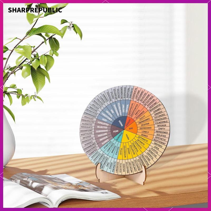 [Sharprepublic] Feeling Wheel Desk Decor Round Therapist Gifts Double Sided Mental with Stand