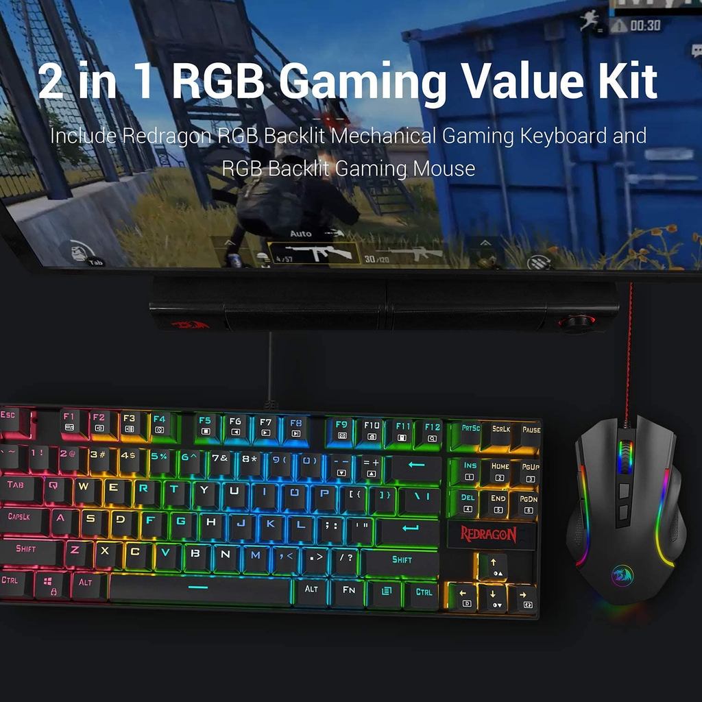 ชุดเมาส์คีย์บอร์ด Redragon K552-RGB-BA Mechanical Gaming Ke