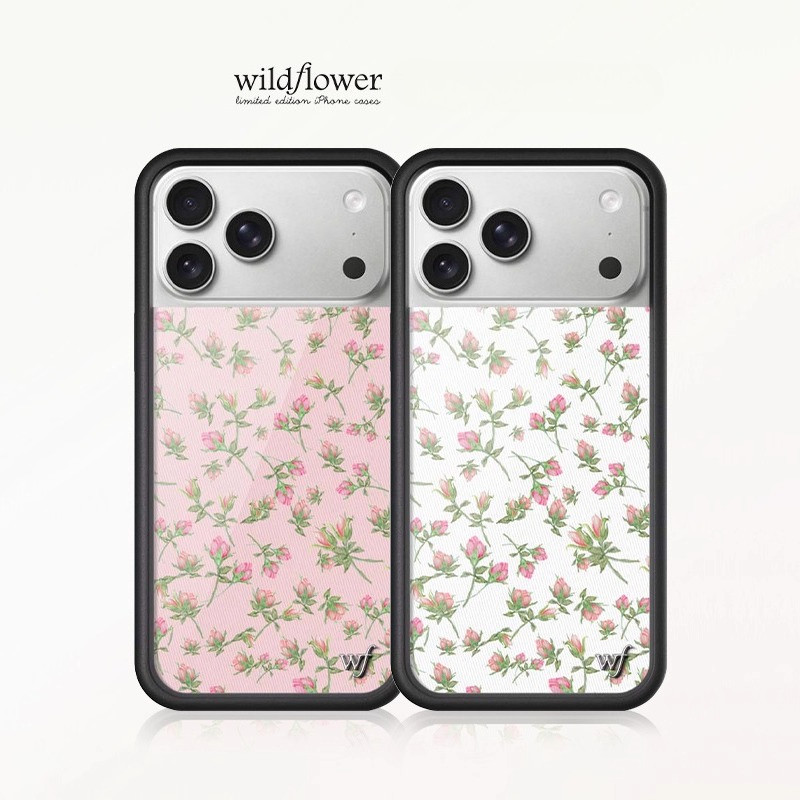 ดอกไม้ป่าสีชมพูสีม่วง Rose เคสโทรศัพท์สําหรับ iPhone 12 13 14 15 16 PRO MAX 14 15 16 Plus ซิลิโคน Anti-Falling กันกระแทกปกหลัง WF สําหรับ iPhone 17 PRO MAX 17 Air