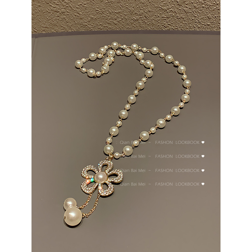 สร้อยคอ สร้อยคอมุก Xiaoxiang Style High-End Atmospheric Necklace Pendant Female Pearl