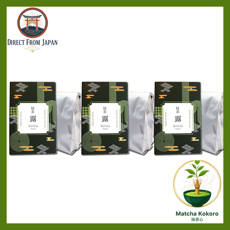 Kanesu Matcha Tsuyu Powder Set - Premium Japanese Green Tea for Matcha Lattes, Desserts, and Gifts -