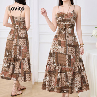 Lovito ชุดเดรสฤดูใบไม้ผลิ/ฤดูร้อนสไตล์นิยมโบโฮสำหรับผู้หญิง …
