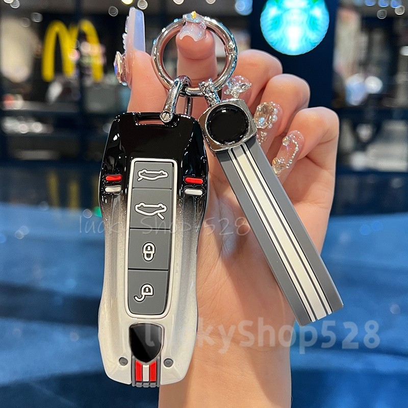 รถสีดําและสีขาว Gradient Key Fob สําหรับ Porsche Cayenne Panamera Macan Boxster 986 987 981