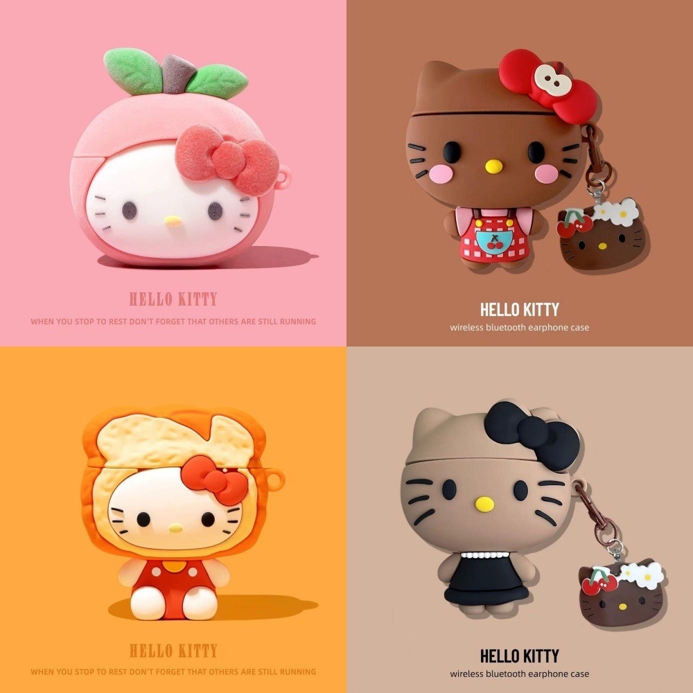 การ์ตูน Cat + จี้ AirPods สําหรับ AirPods Pro3 AirPods Pro/Pro2 AirPods 4/3/2/1 ปลอกหูฟังซิลิโคน
