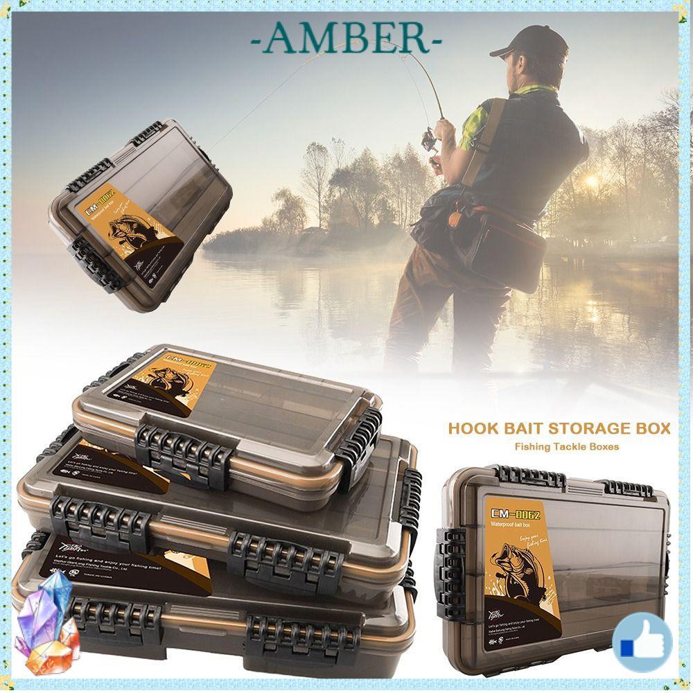 AMBER กล่องเก็บอุปกรณ์ตกปลามัลติฟังก์ชั่น กันน้ำ สำหรับเก็บเหยื่อล่อและอุปกรณ์ตกปลา จัดเก็บได้หลากหลาย