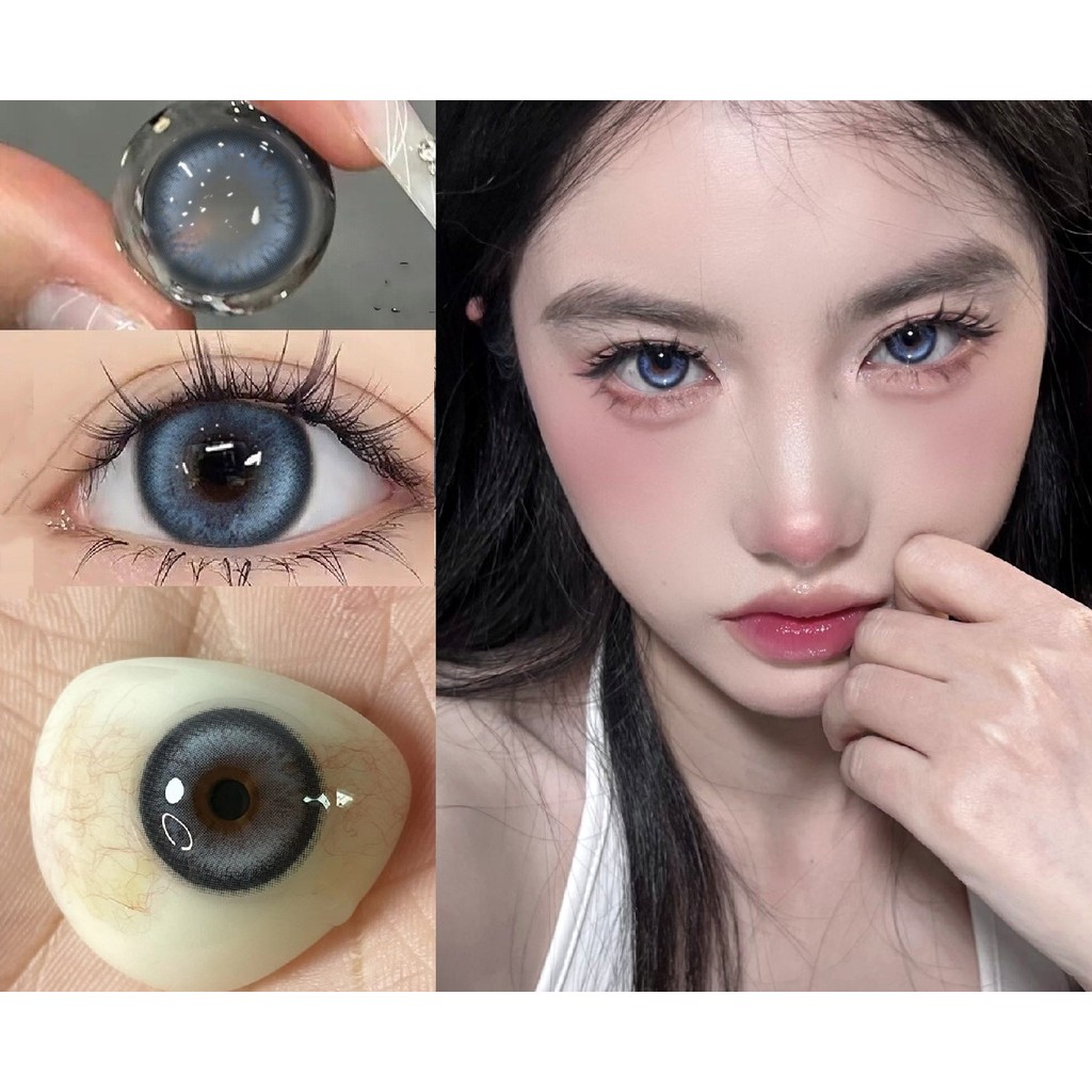 (1 คู่) LGBCHUAN ,OVOLOOK Brand ,14.20mm,Gdia:13.5mm,(เกรด 0-8), คอนแทคเลนส์ 6 เดือนใช้(สีน้ําเงิน)