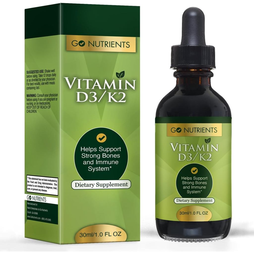 Go Nutrients Vitamin D3 K2 Drops – อาหารเสริม VIT D ชนิดน้ําพร้อม MK7 สําหรับผู้ใหญ่และเด็ก – รองรับ