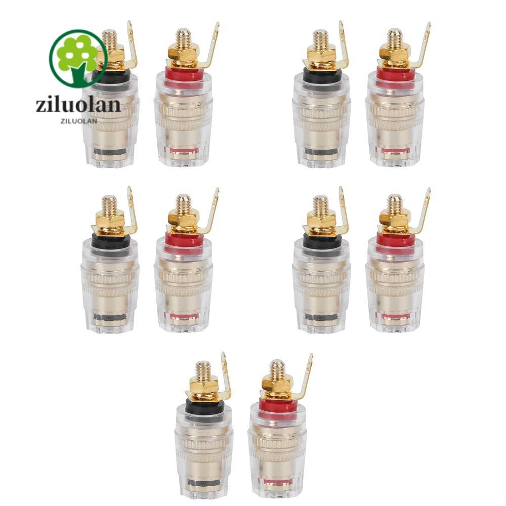 ZILUOLAN 10 ชิ้นลําโพง Terminal Binding Post, ทองแดง-ทอง M4*33 มม. Terminal Binding Post, สีดําและสี