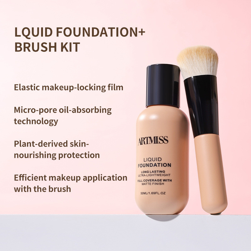 Overseas กันน้ําแต่งหน้า Liquid Foundation บํารุงผิว Moisturizing คอนซีลเลอร์ Liquid Foundation Set 