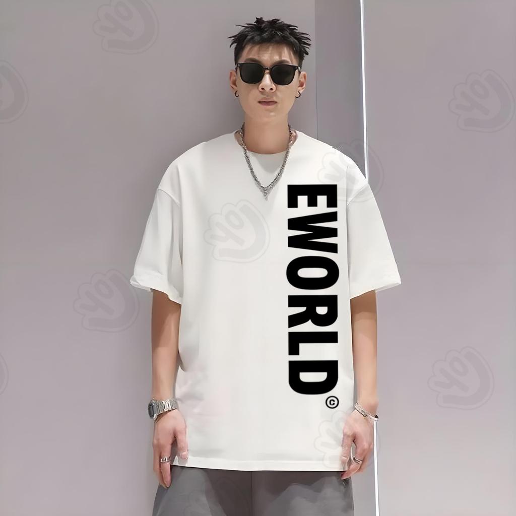 Basi💥เสื้อแฟชั่น เสื้อยืด oversize ผ้าฝ้าย100% แนวสตรีท ไม่ต้องรีดผ้า สวมใส่สบาย ผ้านิ่ม  ลาย   'EWO