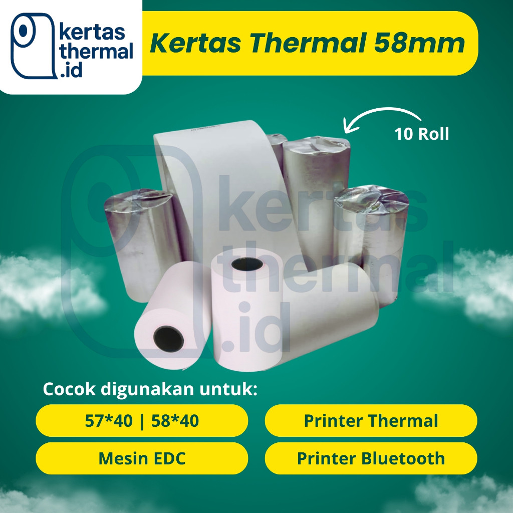 10 ม้วนกระดาษ RECEIPT กระดาษ 57X40 58X40 กระดาษม้วน EDC THERMAL MINI BLUETOOTH PRINTER 58 มม. / CASH