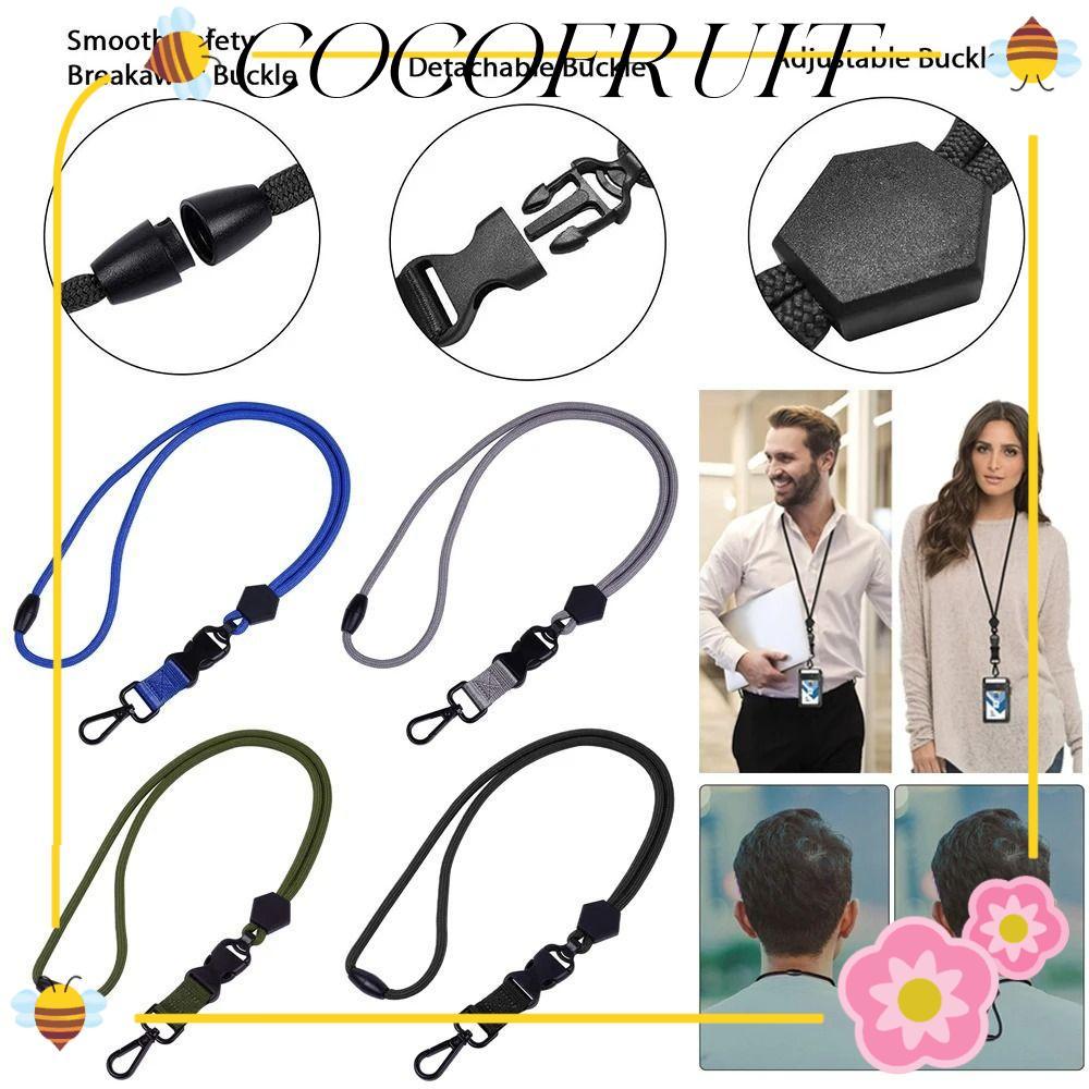 COCOFRUIT Badge Lanyard,สีทึบโลหะโพลีเอสเตอร์ ID เชือก,สร้อยคอปรับสายคล้องคอผู้หญิงผู้ชาย