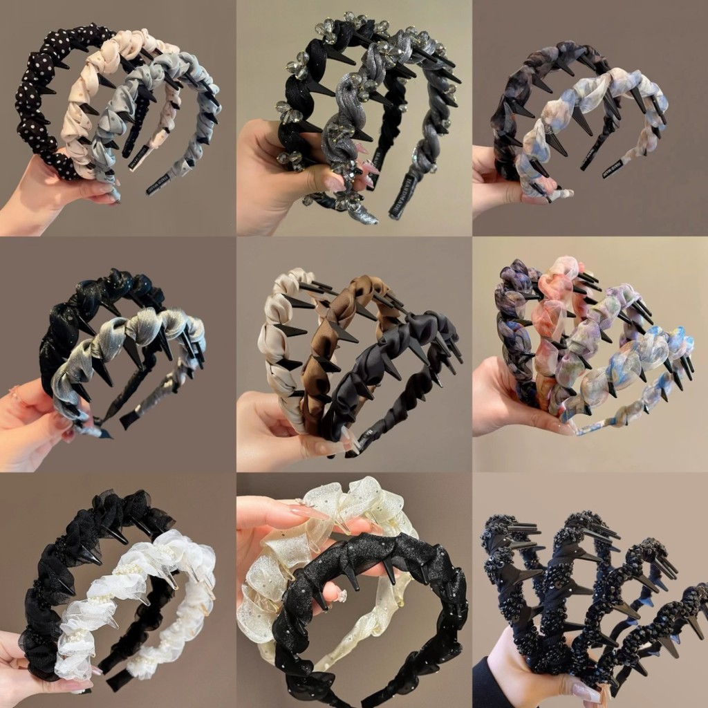 ที่คาดผมแบบคลื่นสำหรับกะโหลกสูง มีฟันป้องกันการเลื่อน ไม่มีแถบคาดศีรษะ