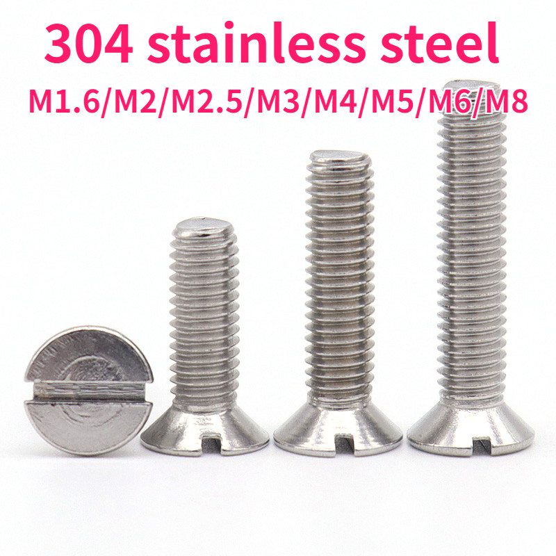 GB68 304 สแตนเลส one-word slot consunk หัวสกรู slotted แบนหัวสกรู M1.6M2M2.5M3M4M5M6M8M10999-MB